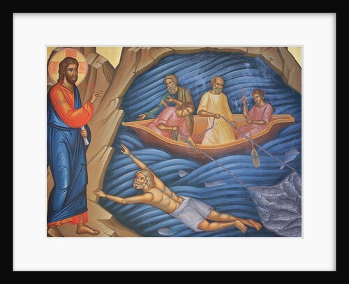 Greek Orthodox Fresco Depicting The Miracle of the Fish by Anonymous
