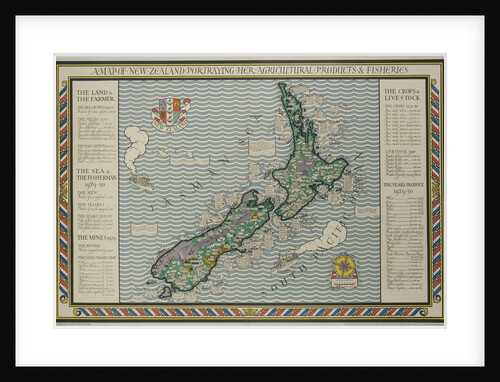 A Map of New Zealand Portraying Her Agricultural Products and Fisheries by Anonymous