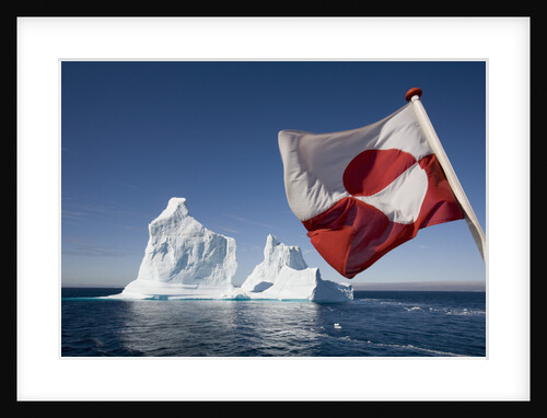 Greenland Flag on Arctic Umiaq Line Ferry by Anonymous