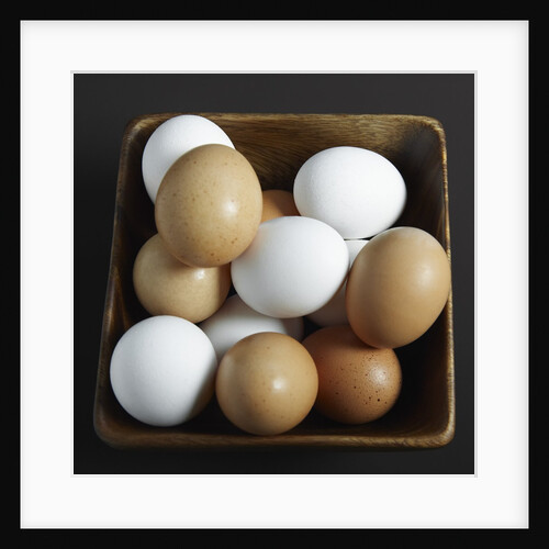 White and Brown Eggs in Basket by Anonymous