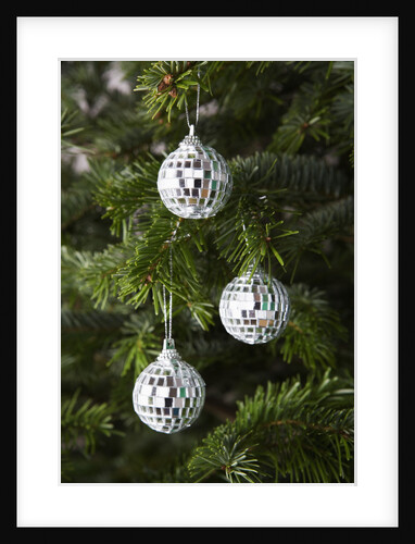 Mirrored Christmas Ornaments on Christmas Tree by Anonymous