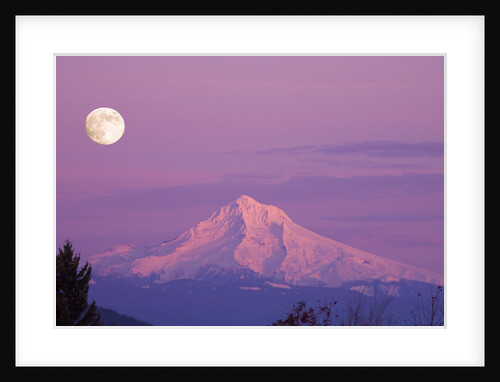 Mount Hood and Full Moon by Anonymous