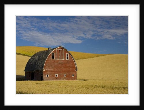 Red Barn in Wheat Field by Anonymous