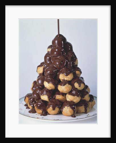 Pyramid of Chocolate Drizzled Cream Puffs by Anonymous