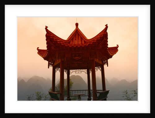 Pavilion Overlooking Karst Hills in Mist by Anonymous