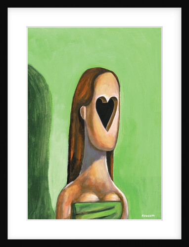Woman with a heart cut out for a face by Anonymous