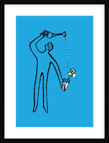 Figure watering a flower by Anonymous