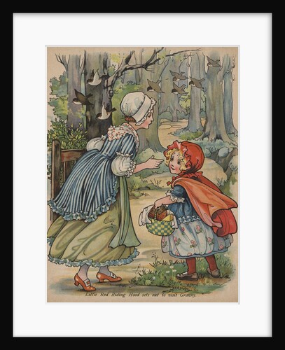 Little Red Riding Hood Sets Out to Visit Granny Book Illustration by Anonymous