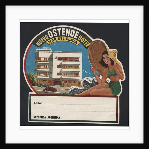 Nuevo Ostende Hotel Mar Del Plata Luggage Label by Anonymous