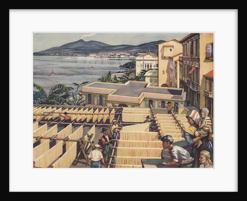 Illustration of Macaroni Drying in Italy by Norman Howard