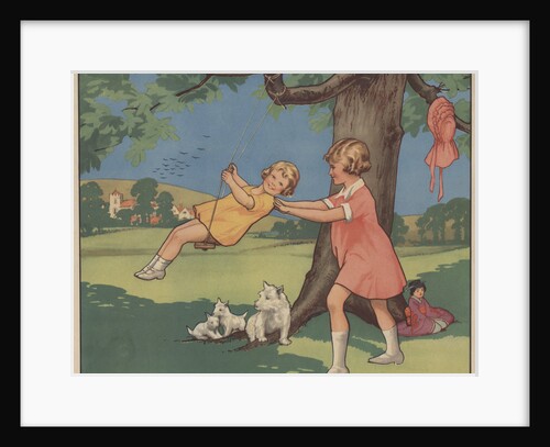 Book Illustration of Girls Playing on a Swing by Anonymous