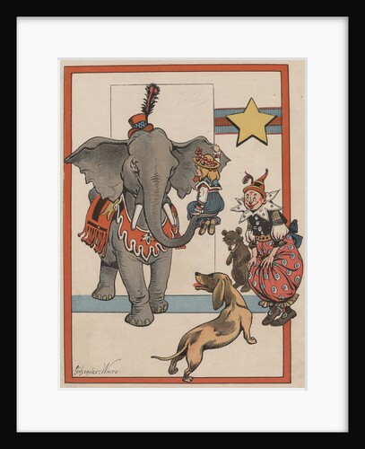 Illustration of an Elephant and Circus Performers by Constance White