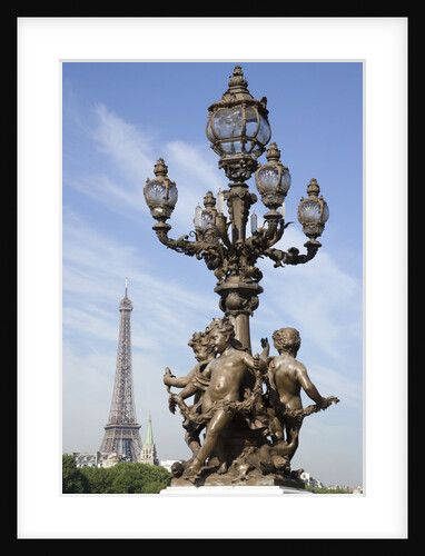 Lamp with Statues and the Eiffel Tower in the Distance by Anonymous