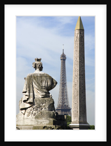 Statue with the Obelisk of Luxor and the Eiffel Tower in the Background by Anonymous