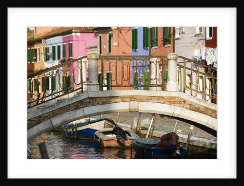 Footbridge Over Canal With Brightly Colored Houses by Anonymous