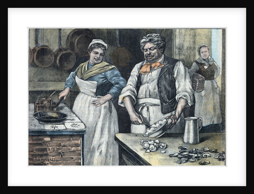 Illustration of Alexandre Dumas Making an Oyster Omelette by Anonymous