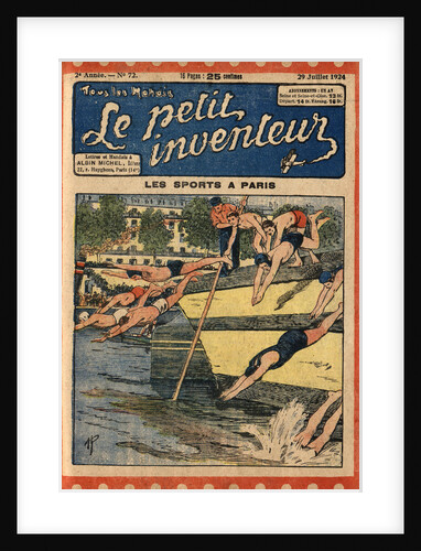 Illustration of Swimmers Diving into the Seine River by Anonymous