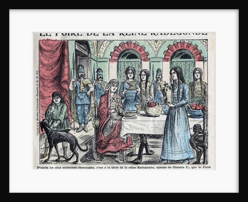 Illustration of Queen Radegonde Being Served Pear Brandy by Anonymous
