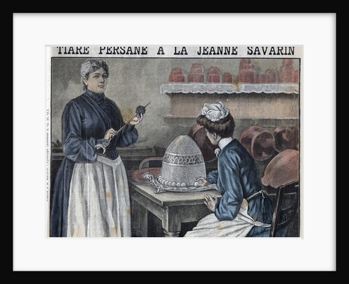 Illustration of Jeanne Savarin Creating an Elaborate Dessert by Anonymous