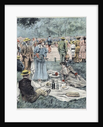 Illustration of Parisians Picnicking in Bois de Boulogne by Anonymous