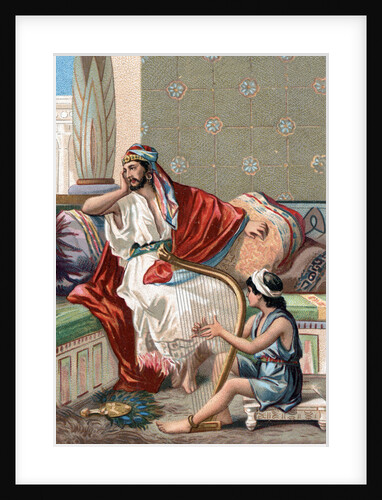 Illustration of David Playing the Harp for King Saul by Anonymous