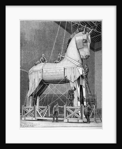Illustration of Set Builders Working on a Trojan Horse by Anonymous