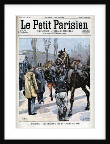 Illustration of Emile Loubet Examining Horses by Anonymous