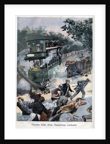 Illustration of a Runaway Tram in Paris by Anonymous