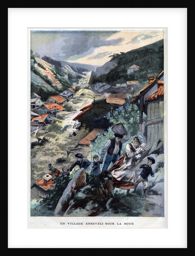Illustration of Saint-Ours Village Buried by a Mudslide by Anonymous