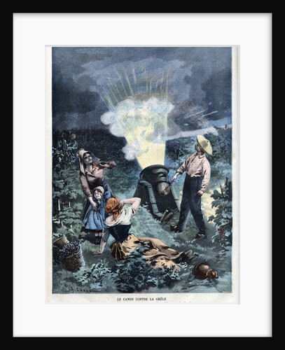 Illustration of a Farmer Firing a Cannon to Prevent Hailstones by Anonymous