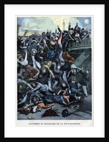 Illustration of a Footbridge Collapsing During Celebrations of the 1900 Paris Exposition by Anonymous