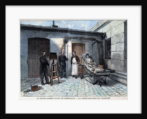 Illustration of Alphonse Bertillon Photographing a Mutilated Corpse by Anonymous