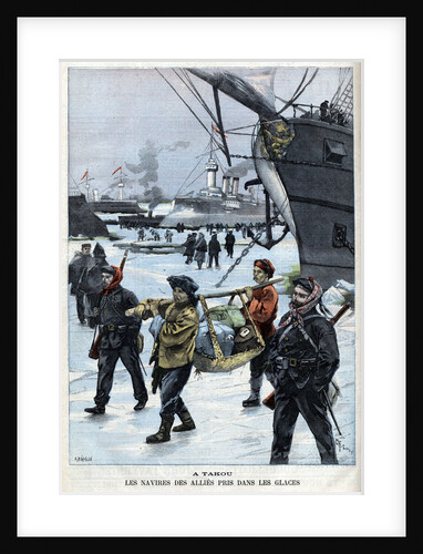 Illustration of Allied Naval Ships in Ice at Takou by Anonymous