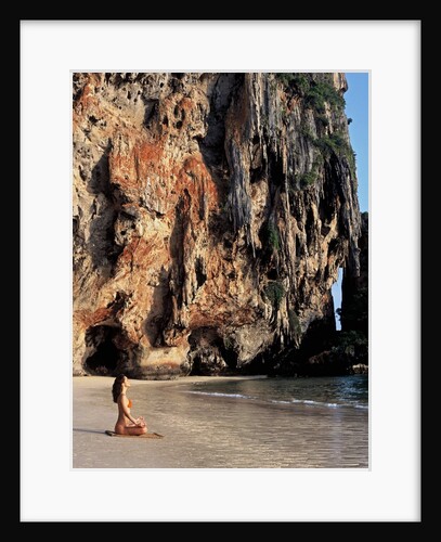 Woman Meditating on Phra Nang Beach by Anonymous
