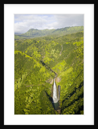 Aerial View of Waterfall in Waimea Canyon by Anonymous