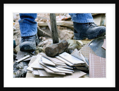 Construction Worker Using Sledgehammer by Anonymous
