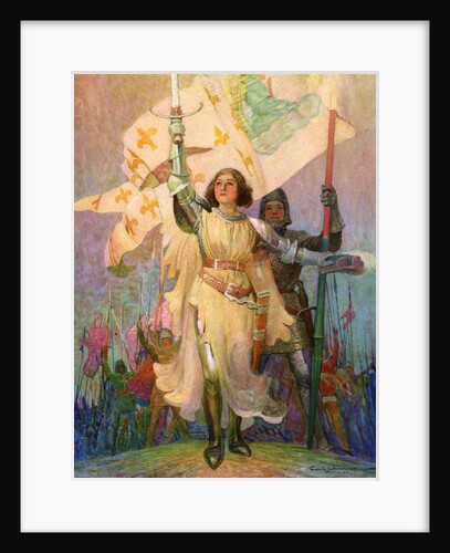 Illustration of Joan of Arc with Raised Sword by Frank E. Schoonover