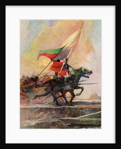Illustration of Joan of Arc Charging into Battle on Horseback by Frank E. Schoonover
