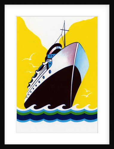 Broom label of Cruise Ship with Stylized Waves by Anonymous