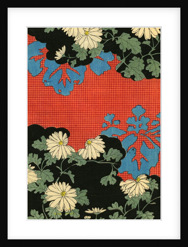 Illustration of Red and Black Design with Daisies by Anonymous