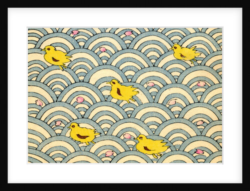 Illustration of Ducklings in a Stylized Waterscape by Anonymous
