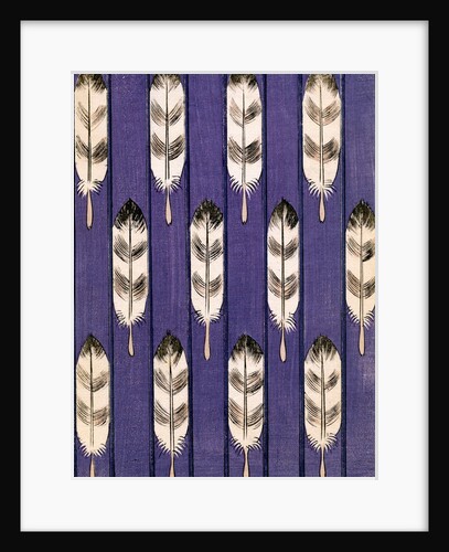 Illustration of Feathers on a Lavender Geometric Background by Anonymous