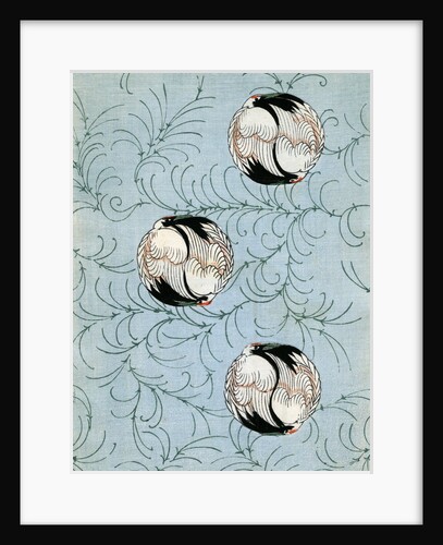 Illustration of Cranes Forming Balls on Light Blue Background by Anonymous