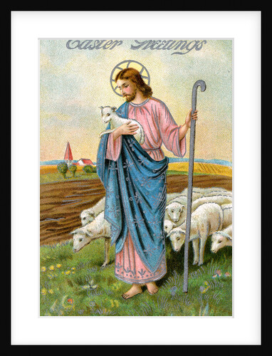 Easter Postcard with Jesus Christ as Shepherd by Anonymous