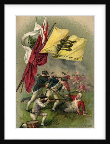 Postcard of Revolutionaries Fighting at Bunker Hill Under Don't Tread on Me Flag by Anonymous
