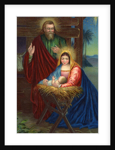 Christmas Greetings Postcard with Holy Family by Anonymous