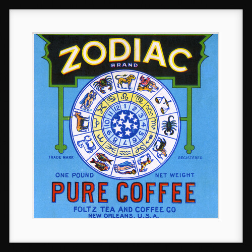 Zodiac Brand Pure Coffee Product Label by Anonymous
