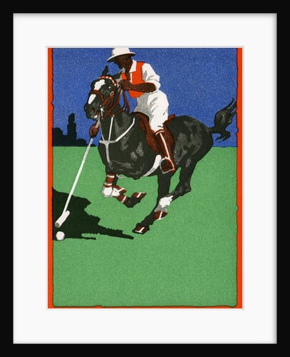 Color Lithograph of Polo Player on Horse by Anonymous