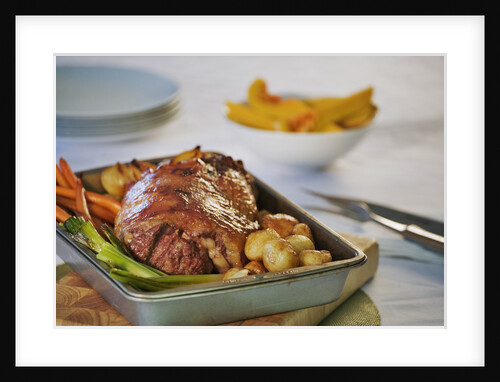 Roast Lamb Dinner in Roasting Pan by Anonymous