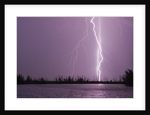 Lightning Striking near Lake by Anonymous